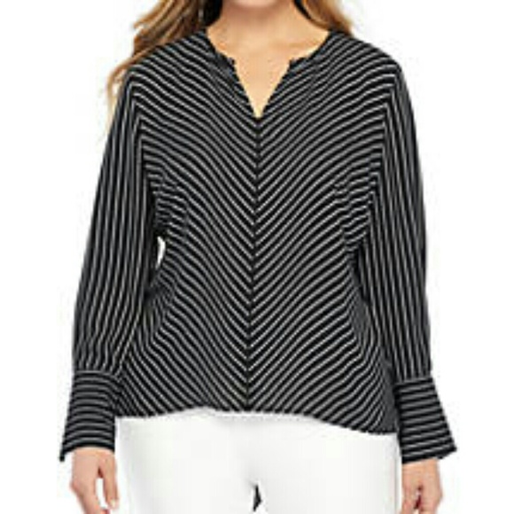 The Limited Tops - Hi Low Plus Size Pin Stripe Blouse